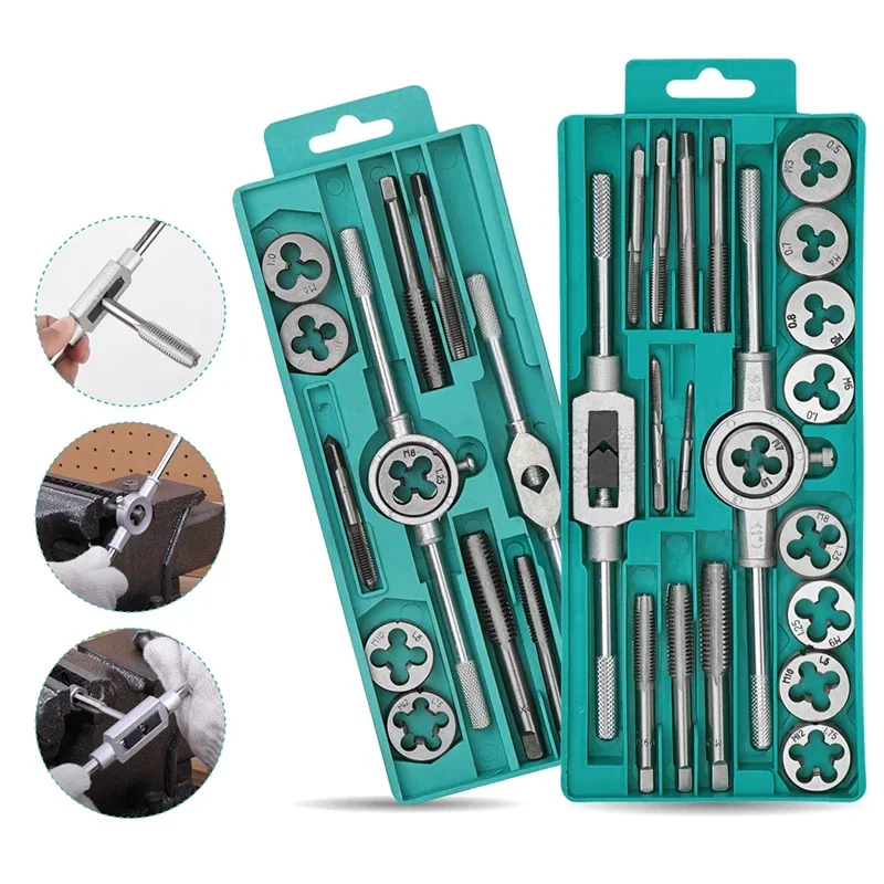 

Metric Hand Tap And Die Set Tools, 8/12/20Pcs, M3 - M12 Screw Thread Plugs, Straight Taper Reamer