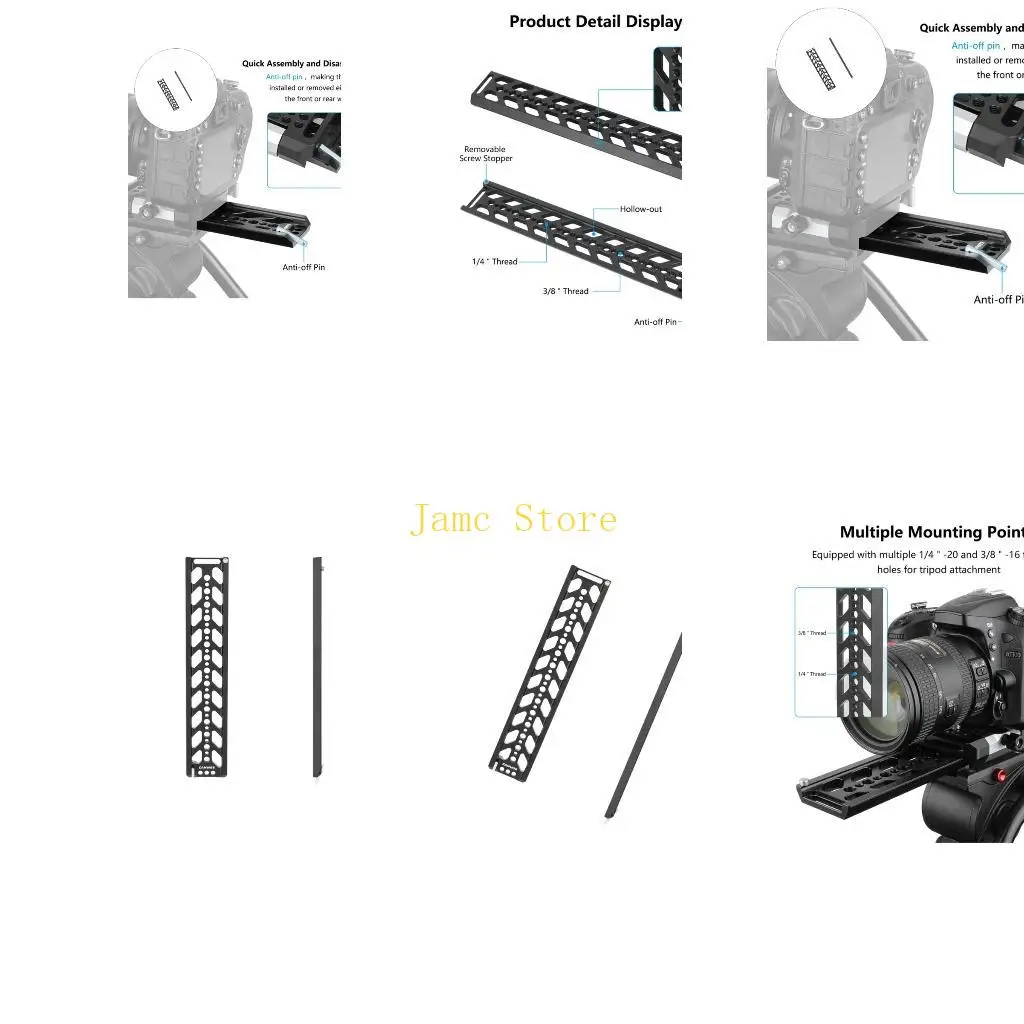 LX0B Anodized Quick Release Plate 30cm Length Mount Base Board For Video Production