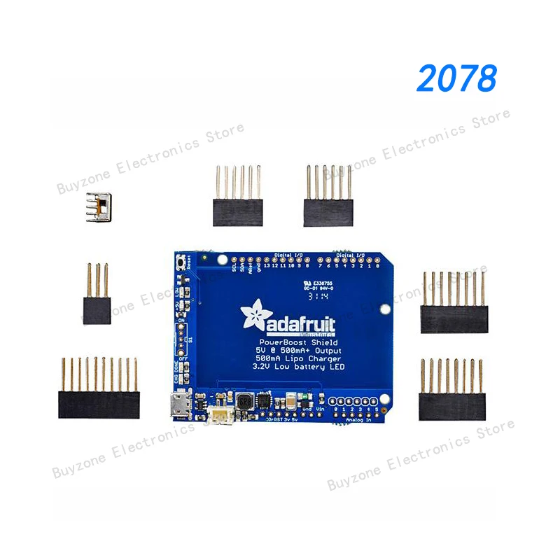 2078 Power Management IC Development Tools PowerBoost 500 Shield Recharge 5V