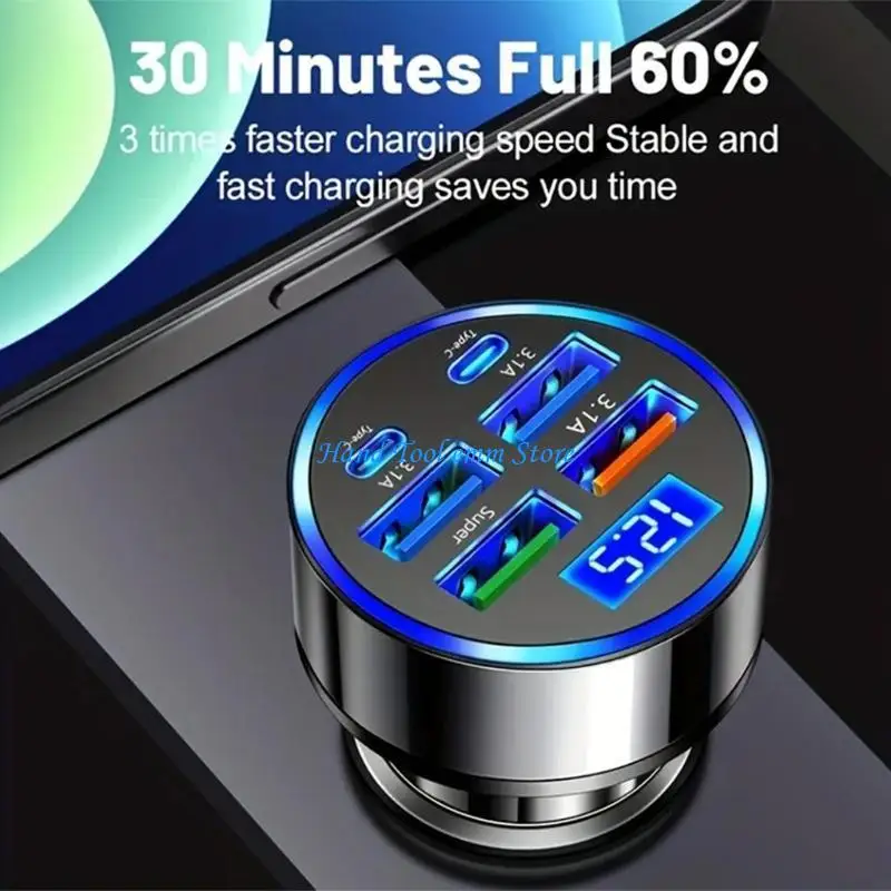 H37F 4 USB Car Charging Adapter Real Time Current Monitor for Compatibility