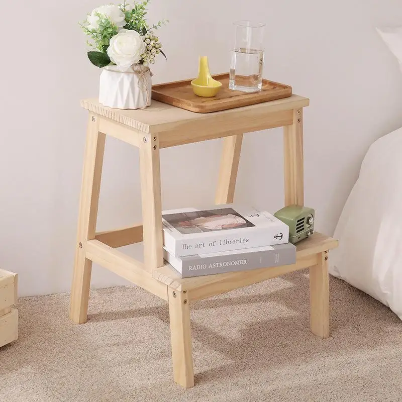 

1Pc Solid Wood Simplicity Multifunctional Footstool Home Living Room Portable Shoe Changing Stool Creative Balcony Flower Rack