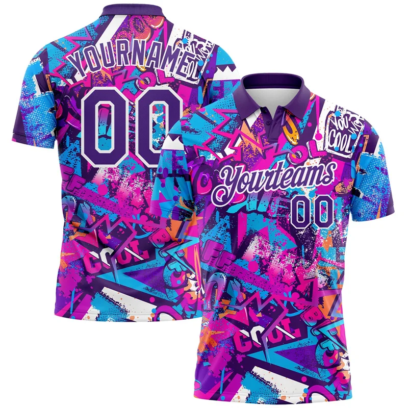 

Street Hip Hop Graphic Print Polo Shirts For Men Personality Streetwear Colorful Design Custom Name Pop Summer Fashion Golf Top