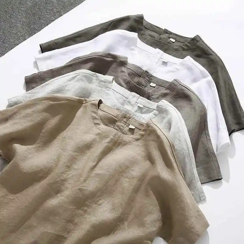 

Women's ort Sve irt French Linen Top Summer Thin Couple Home Clothes Spwear Batobe Lightweight Breathable