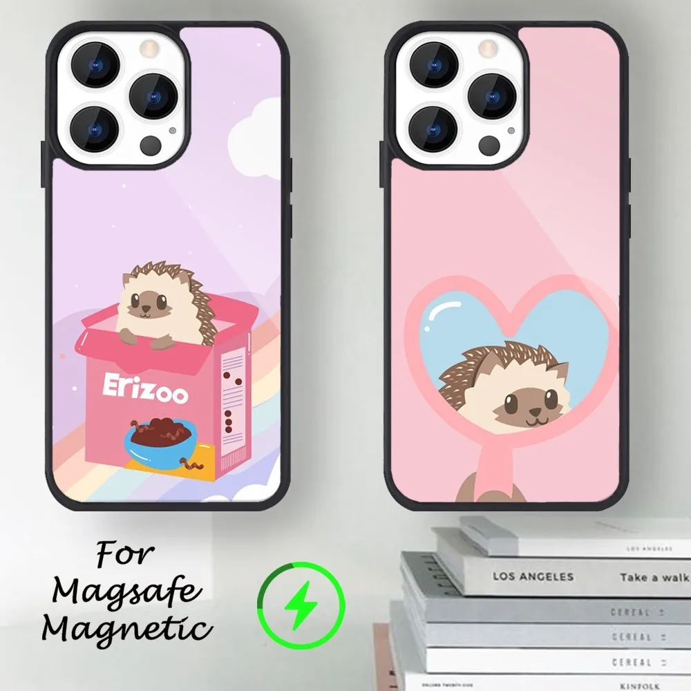 Cartoon Hedgehog Cute Phone Case For iPhone 14 13 12 11 15 Pro Max Magsafe Magnetic