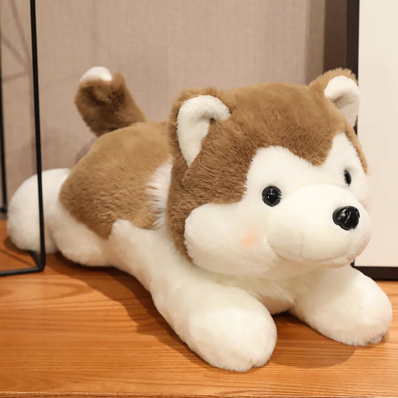 30/40CM Cute Husky Dog Plush Toy Stuffed Animal Soft Kawaii Lying Brown Pet Puppy Pillow Doll Toys for Xmas Gift