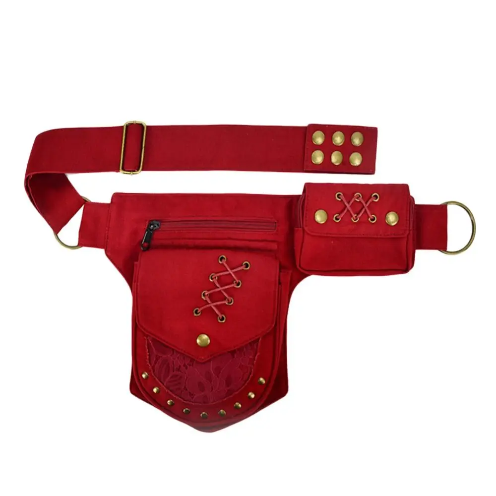 Хлопковый пояс в стиле панк, поясная сумка с регулируемым ремнем, винтажная поясная сумка, дорожная многофункциональная спортивная сумка для улицы