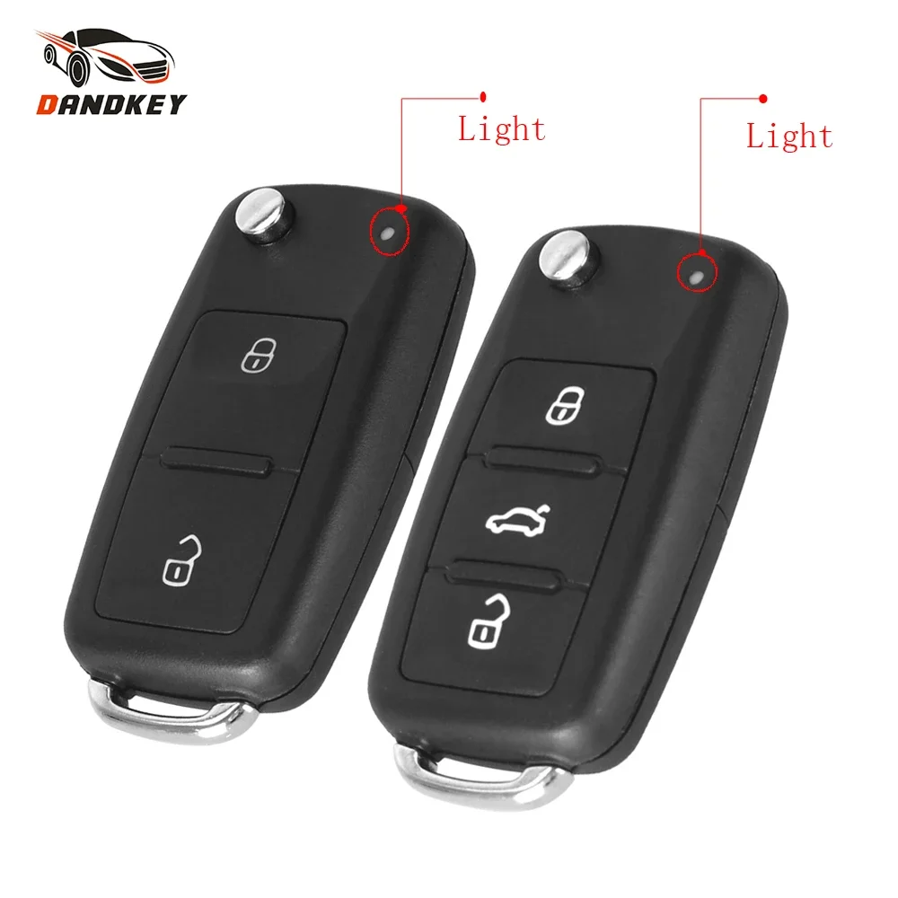 Dandkey 10pcs Flip Remote Key Shell For VW Volkswagen Golf Jetta Tiguan Polo Sagitar MK6 CC SEAT Skoda Octavia Fob 2/3 Button