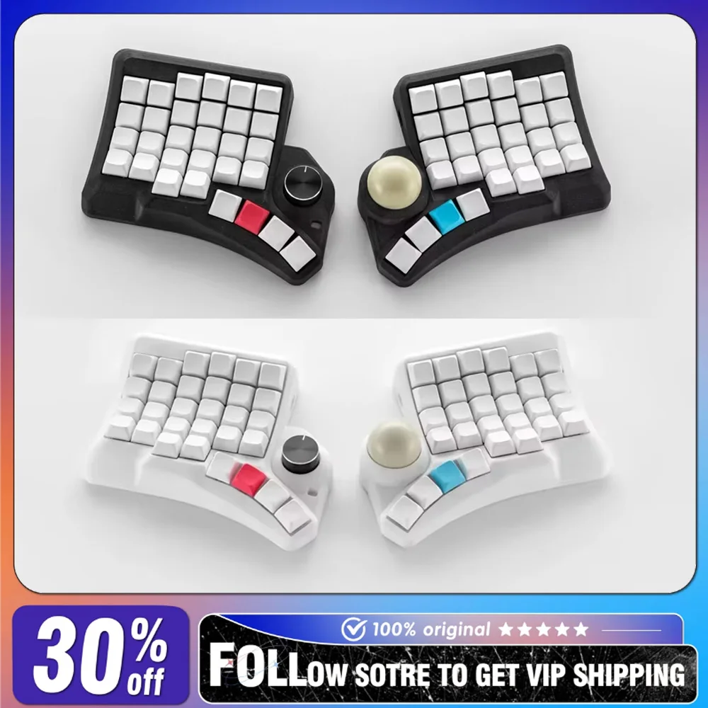 KeebNerd HPD V2 Split Keyboard Kit With Trackball Wired Ergonomic PLA Material 3D Ergonomic Hot Swappable QMK Custom Keyboard