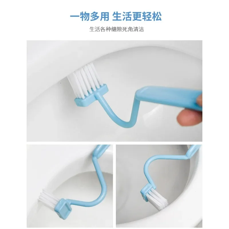 1PC Curved Brush Cleaning Toilet S-shaped V-shaped Small Children's Toilet Brush No Dead Angle Small Cleaning Brush Long Handle