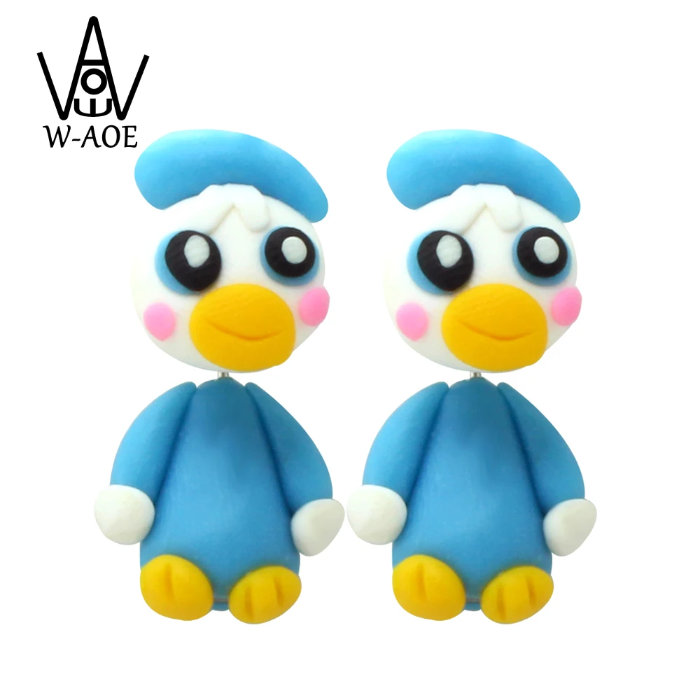 TTPAIAI 30 Brand 100% Handmade Polymer Clay Cartoon Donald Duck Stud Earrings Fashion Jewelry  3d Animal Earrings For Women Girl view 2
