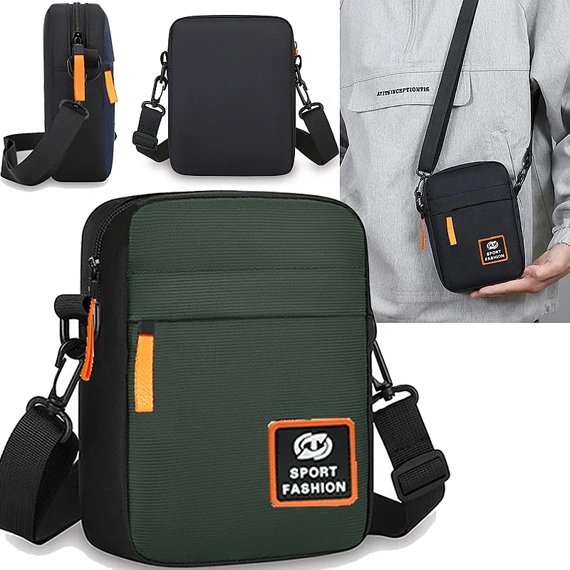 

Men's Crossbody Bag Single Shoulder Multi-Layer Zipper Trendy Color Contrast Casual Messenger Sling Bag
