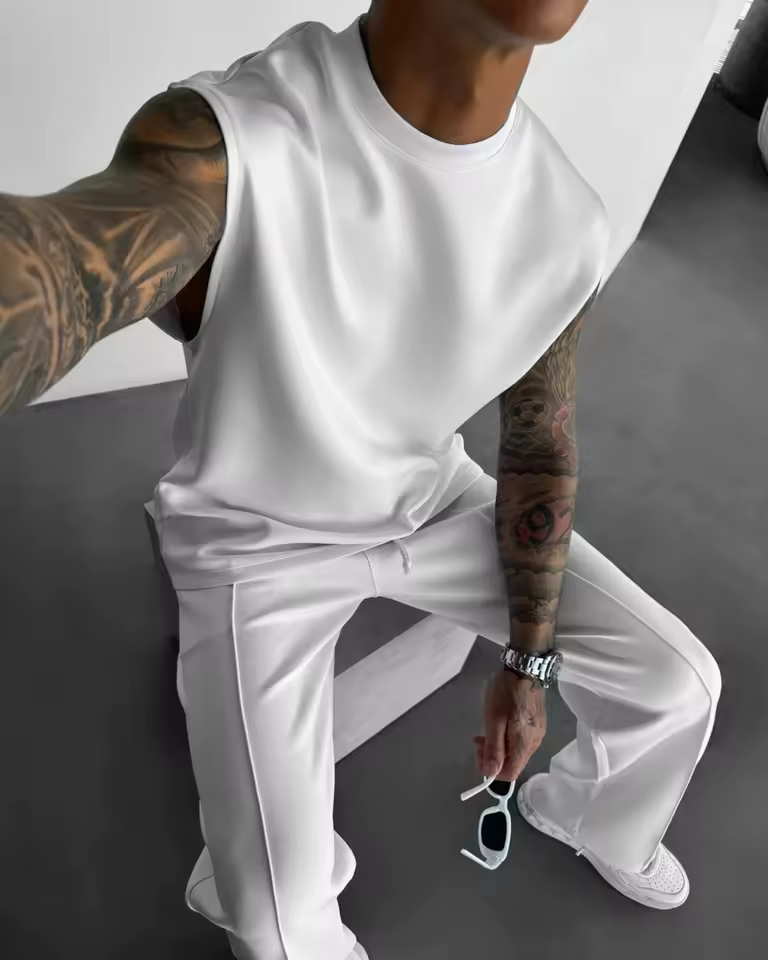 Men’s Sleeveless Sports Suit 2025 Casual Two-Piece Set