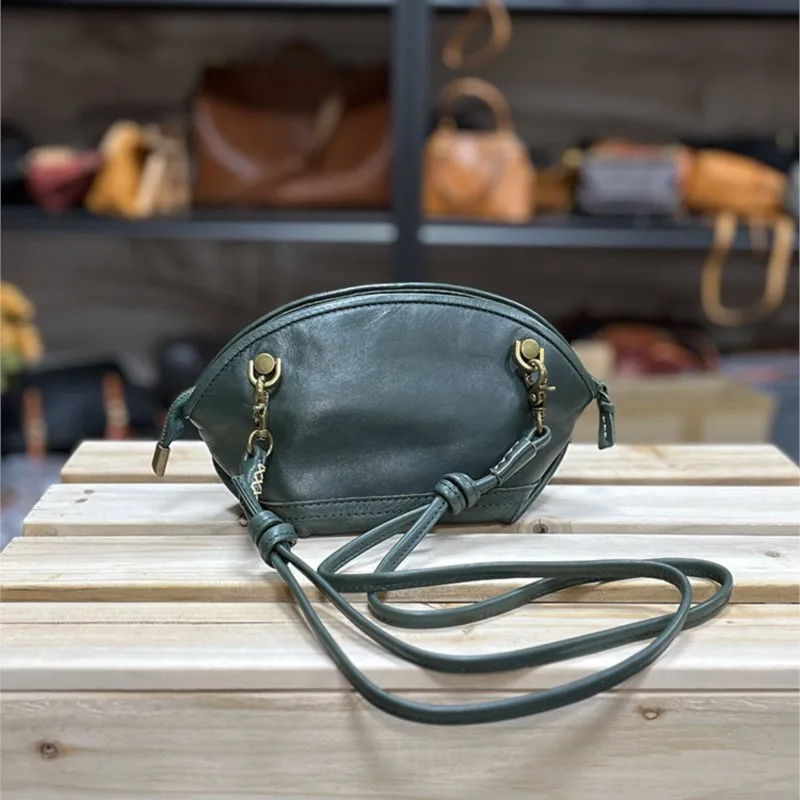 

Johnature 2025 New High Quality Genuine Leather Small Bag Vintage Solid Color Versatile Women's Shoulder Crossbody Bags