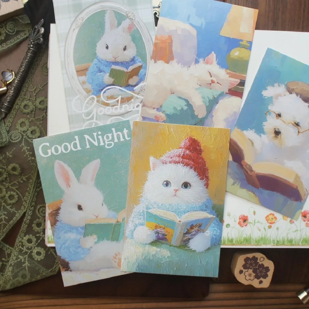 

15pcs Cute Animal Tell A Story Before Going To Bed Card As Party Invitation DIY Decoration Gift Message Postcard Scrapbooking