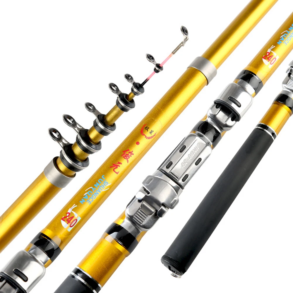 

Carbon Telescopic Fishing Rod 1.5m 1.8m 2.1m Travel Raft Rod Pesca Fishing Pole