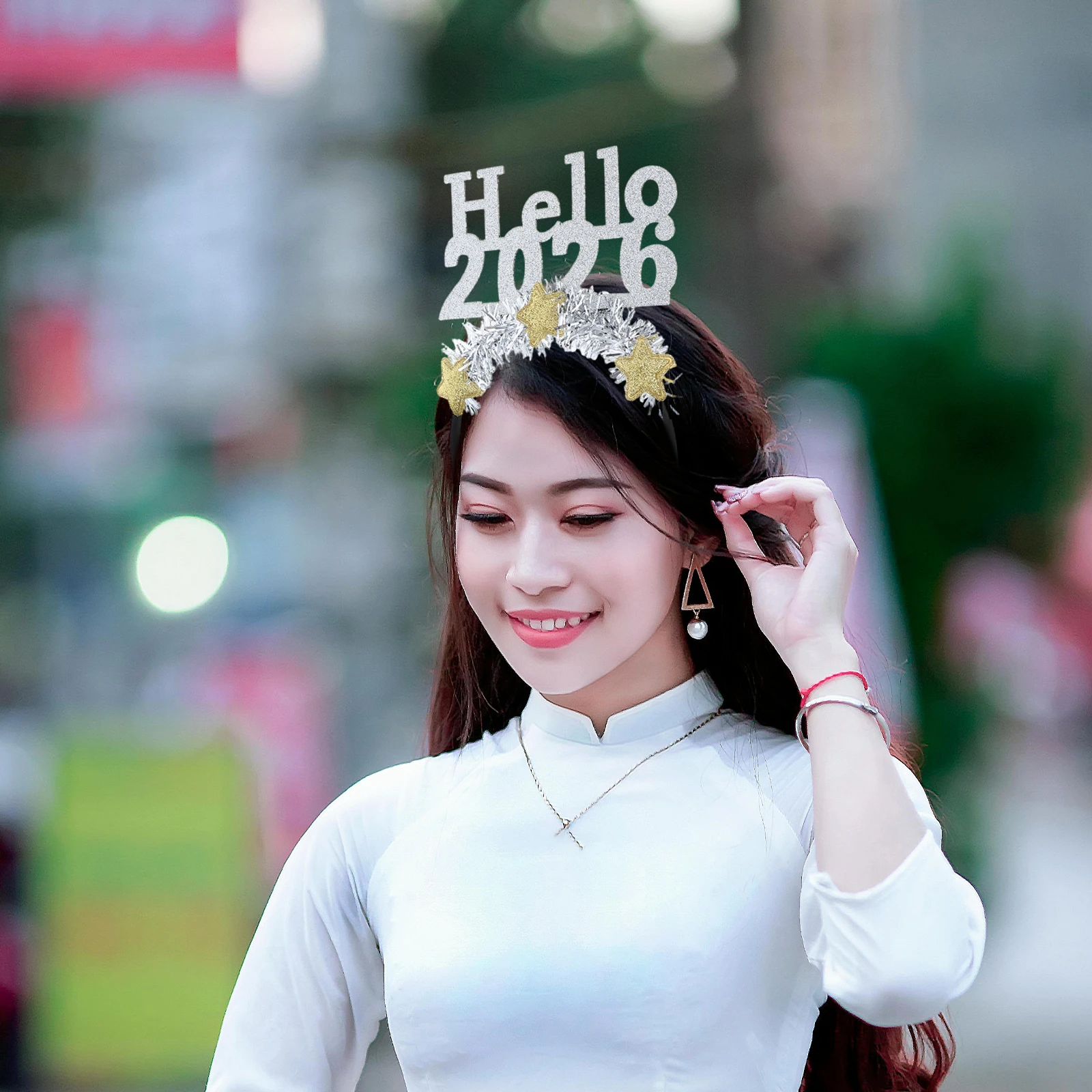 مرحبا 2026 السنة الجديدة أغطية الرأس بريق بهرج عقال حفلة صور الدعامة ناي اكسسوارات السنة الجديدة إكسسوارات الشعر #6