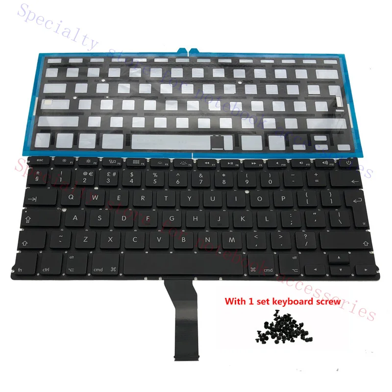 FFF+ New For Macbook Air 13 A1369 A1466 UK Keyboard with Backlight Screw 2011-2017