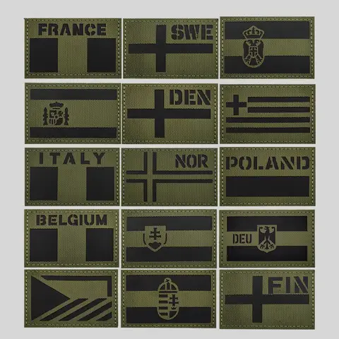 Tactical Patches Europe Spain France Italy Greece Slovakia Patch Belgium SWE DEN NOR Poland Serbia Czech Reflective Emblem