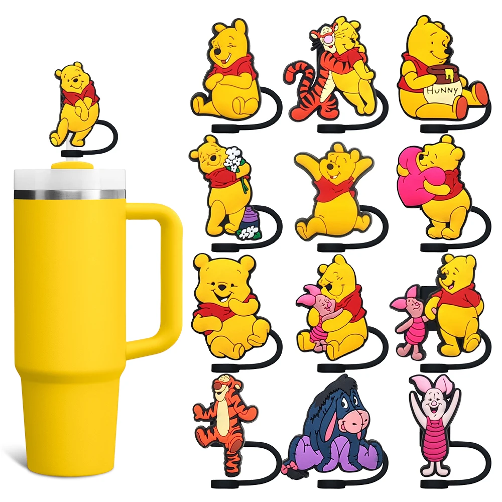 Hot Toys Bear Cartoon Straw Cover Cap 10MM Straw Plug Eco-friendly Splash Proof Drinking Cap Charms Pendant Home Party Gift