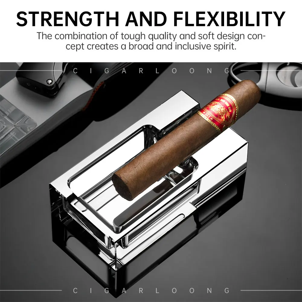 CIGARLOONG Cigar Ashtray Luxury Creative Plated Single Holder Glass Cigarette Decoration Smoking Accessories for Smoker's Gift