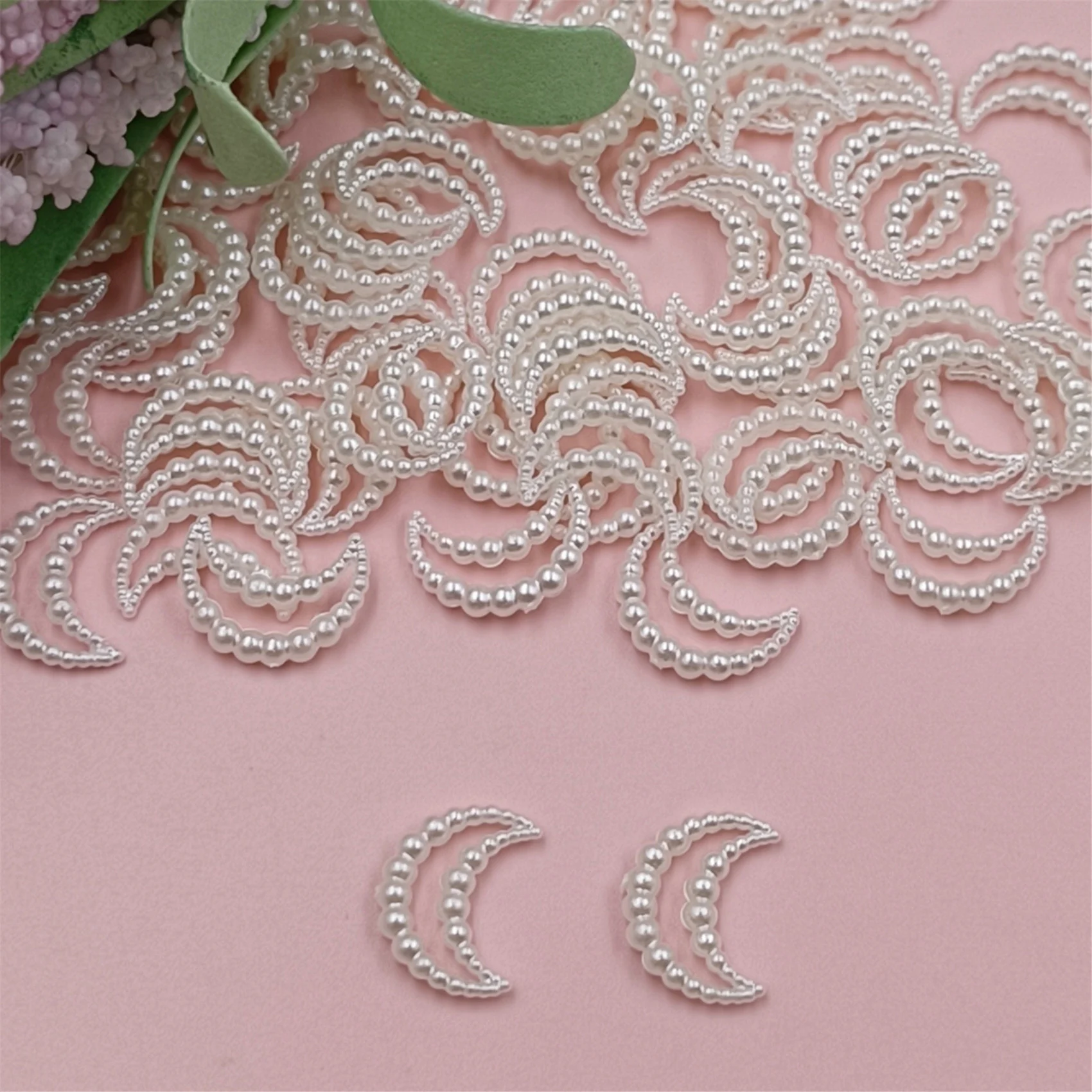 40pcs/pack ABS Pearl White Loose Beads For Jewelry Making Crafts DIY Mini Heart Star Without Hole Drip Glue Filling Decoration