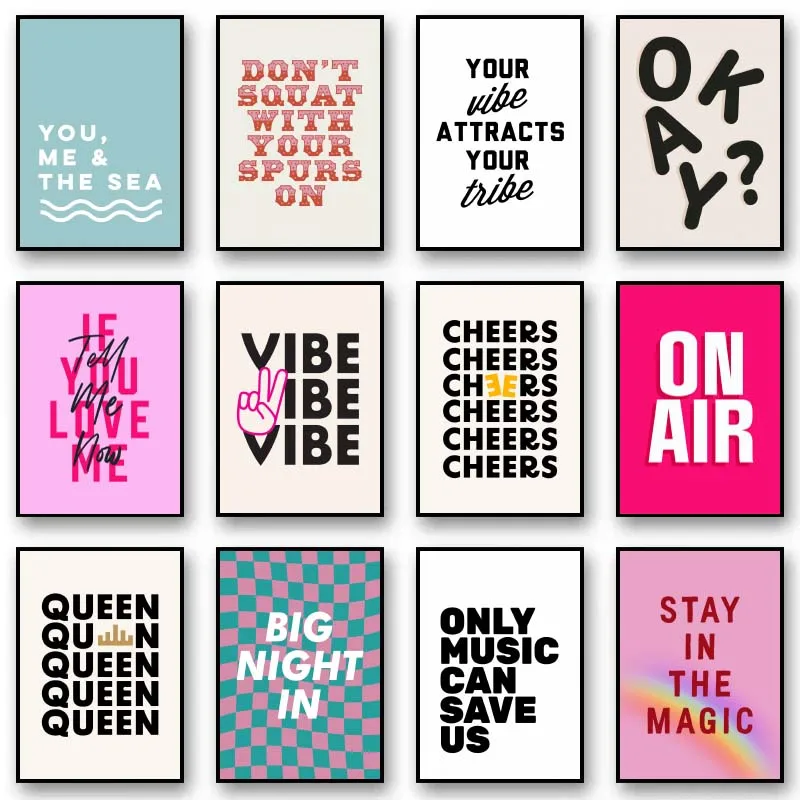 Funny Quote Art Pink Poster Girl Power Love Quote Canvas Posters and Prints Printing Wall Art Picture for Living Room Decor