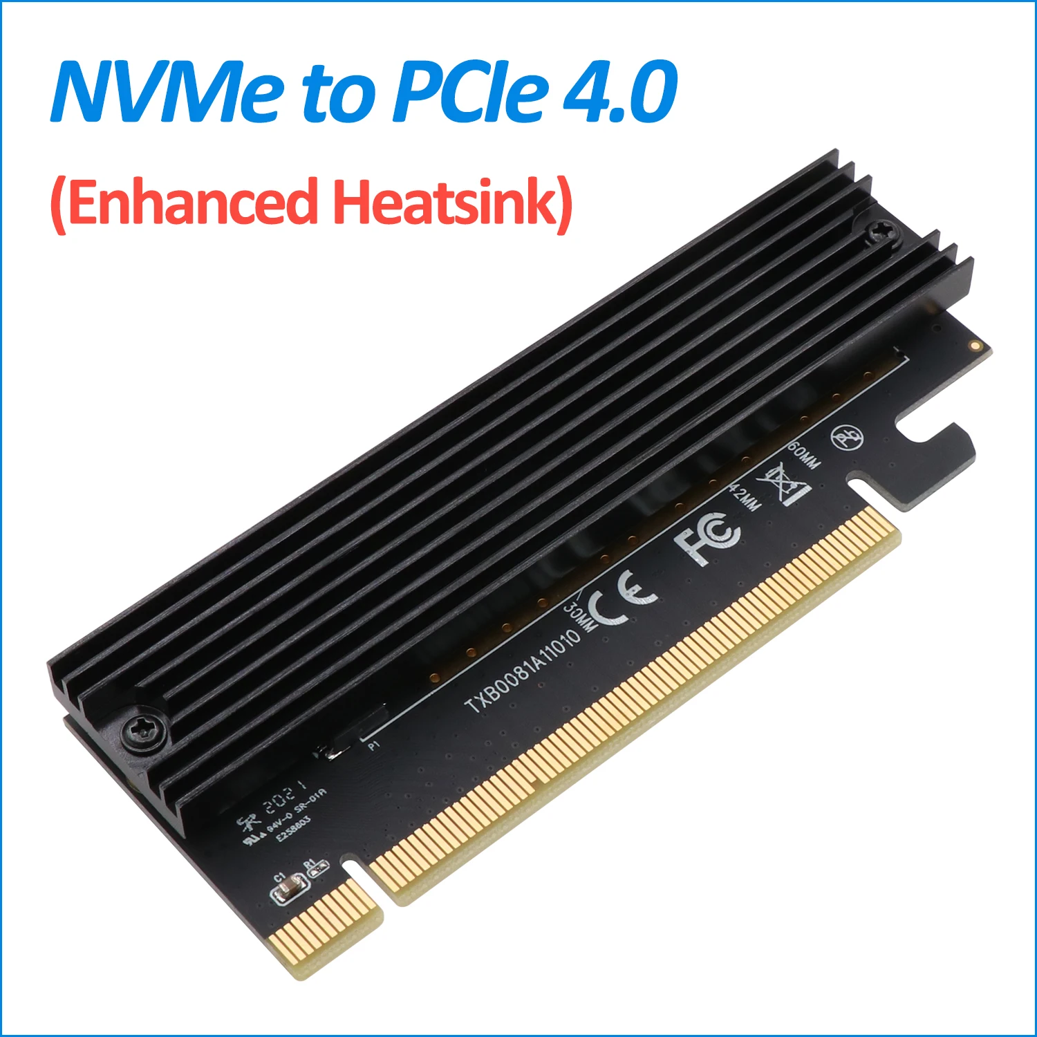 M.2 M-Key NVMe to PCIe 4.0 Adapter, PCI Express 4.0 X16 Card with Enhanced Aluminum Heatsink, Black