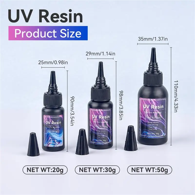 20g/30g/50g UV Epoxy Resin Glue DIY Jewelry Making High Transparency Fast Drying High Hardness Glue UV Lamp DIY Craft Decor