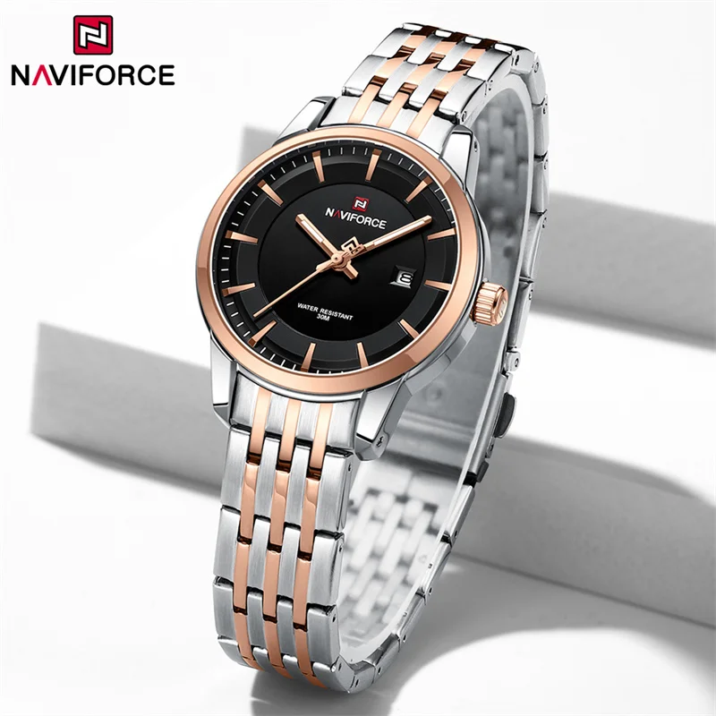 NAVIFORCE Design Couple Watch Original Casual Waterproof Calendar Luminous Fashion Elegant Quartz Wristwatch for Women Men Gift