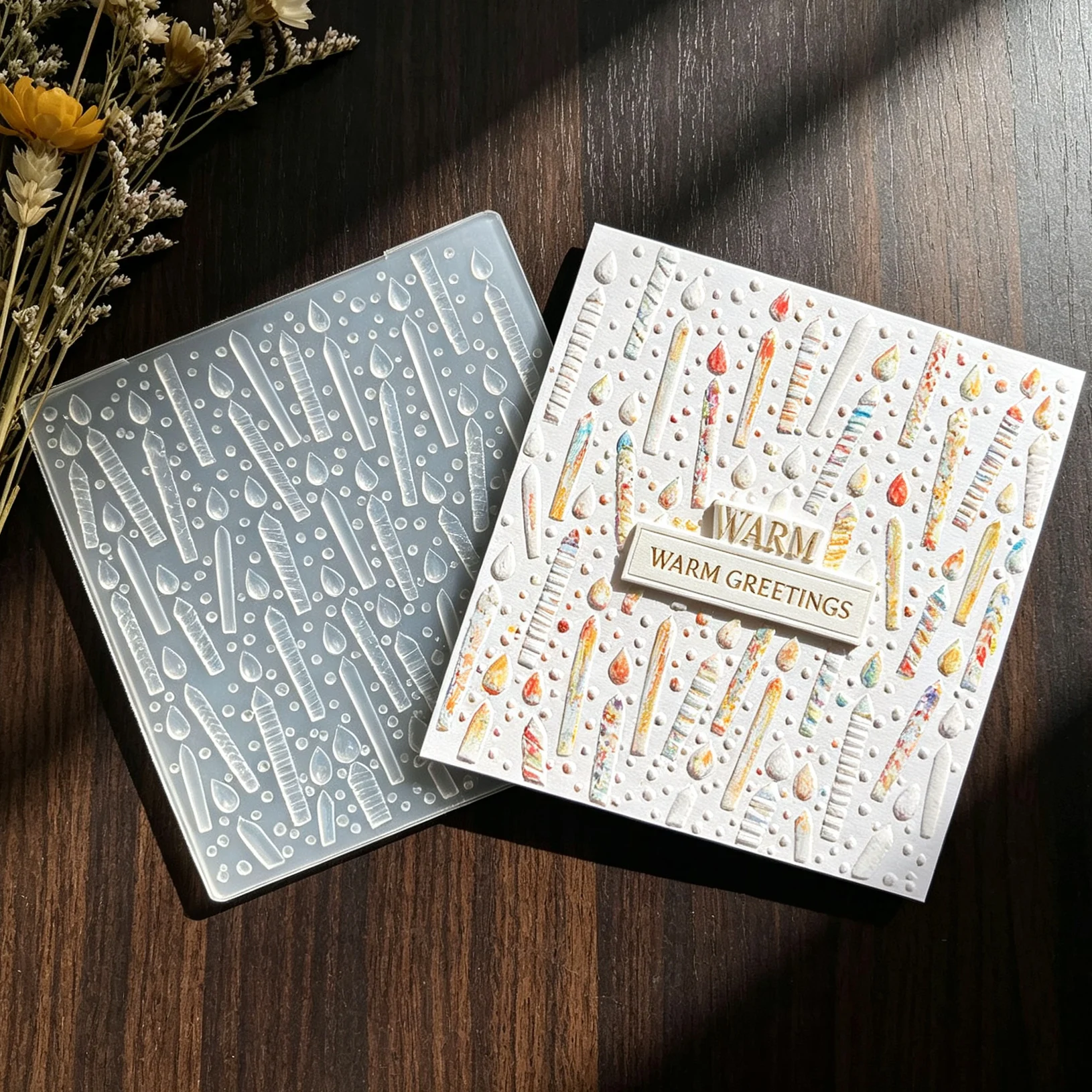 Vollflächige Kerzenverzierung, Musterdesign, geprägtes Brett, handgemachte Dekoration, dreidimensionales Präge-Werkzeug, kreatives Papier – Detail 7