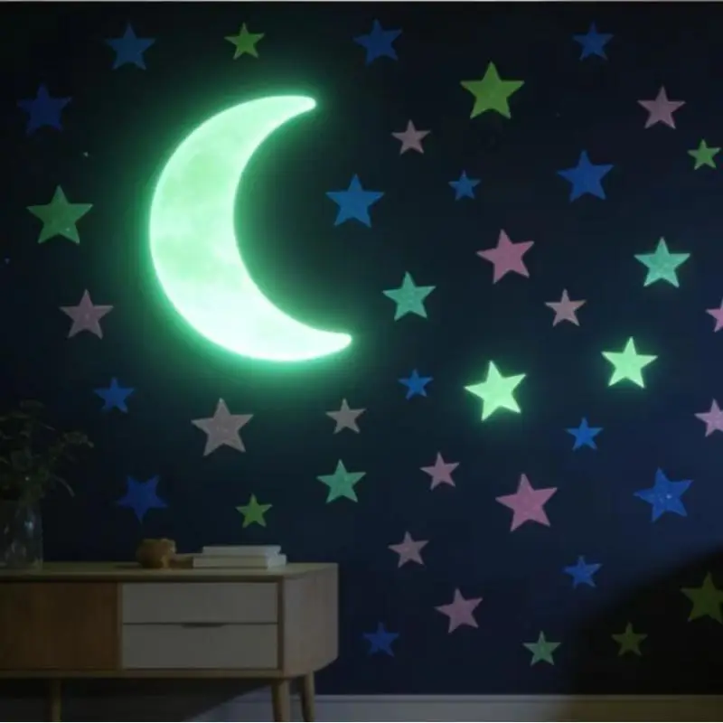 100 PCS Luminous Star Wall Stickers For Bedroom Window Ceiling Decoration Creating Exclusive Starry Sky Walls