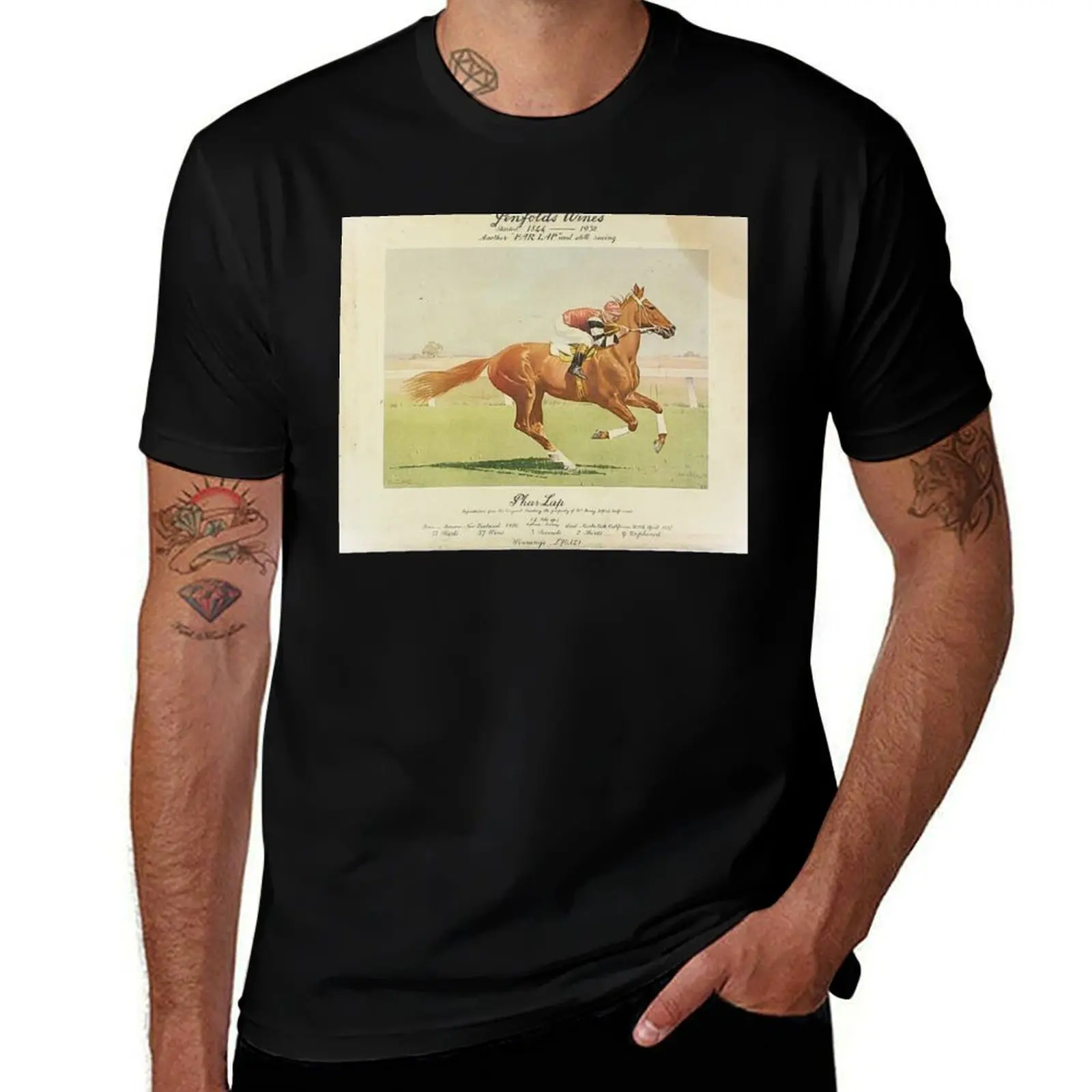 

Phar Lap Wine Bottle Label T-Shirt funny shirt cotton tshirts personalised vintage anime shirt t shirt men
