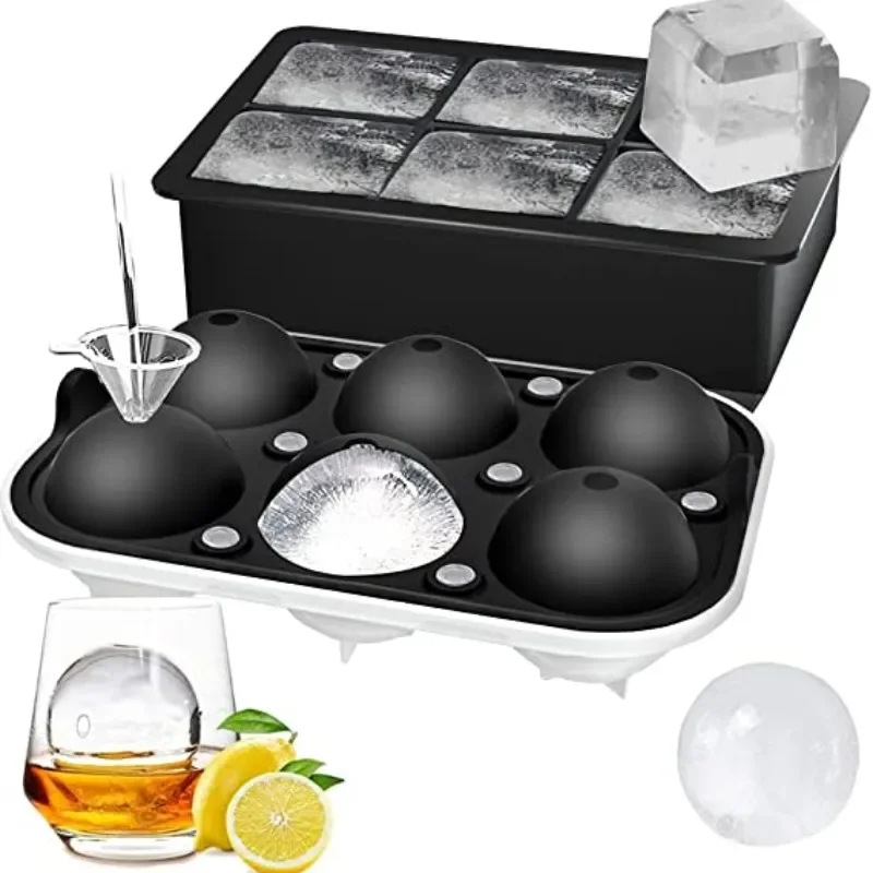 4/6/8/15Grids Silicone Ice Cube Molds Spherical Ice Cube Molds Ice Cream Ice Cube Making Machine Reusable Whiskey Ice Cube Molds