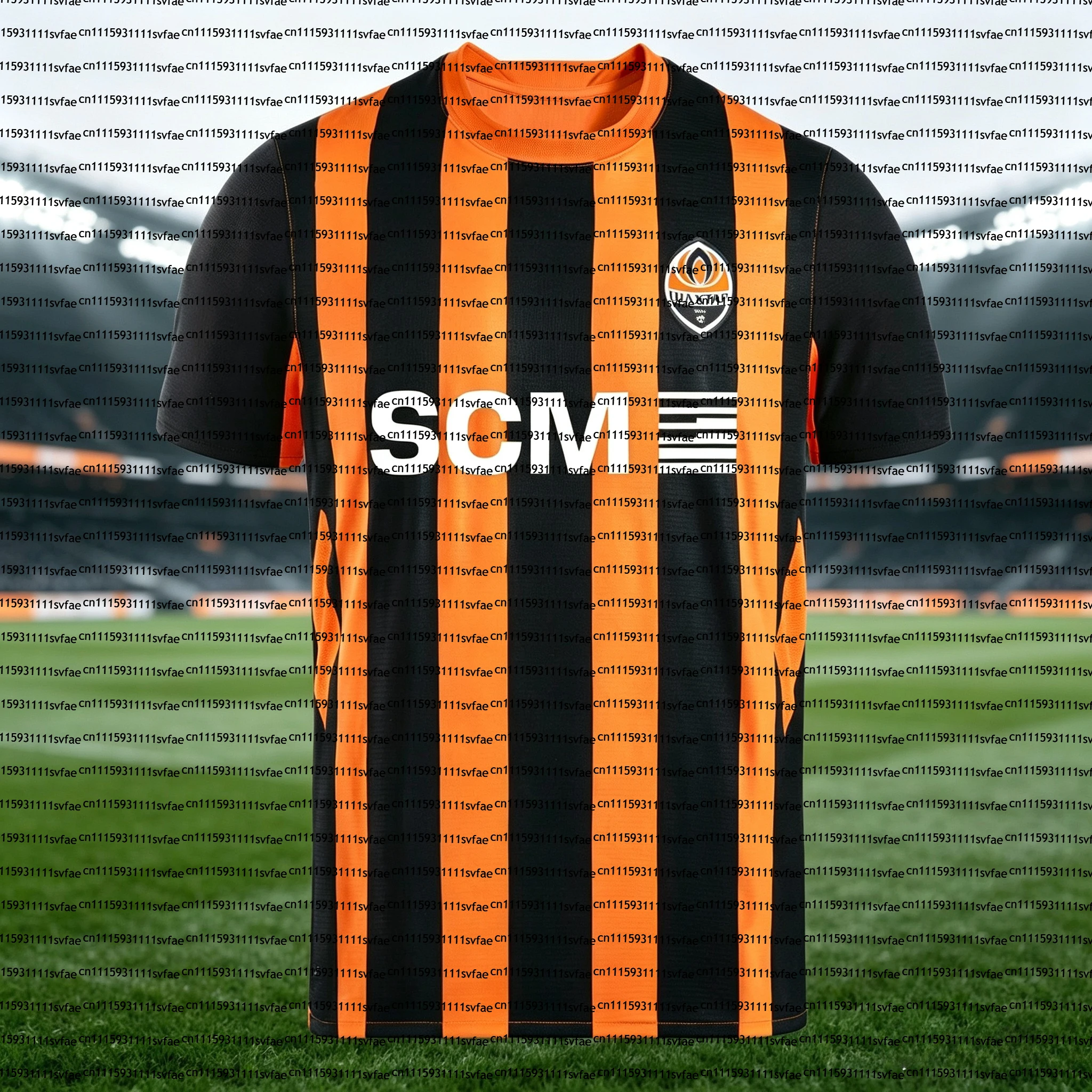 Adult Men Home Football Jersey Shakhtar Donetsk Short Sleeve Crew Neck Quick Dry Breathable Sport Soccer Match Training Tops