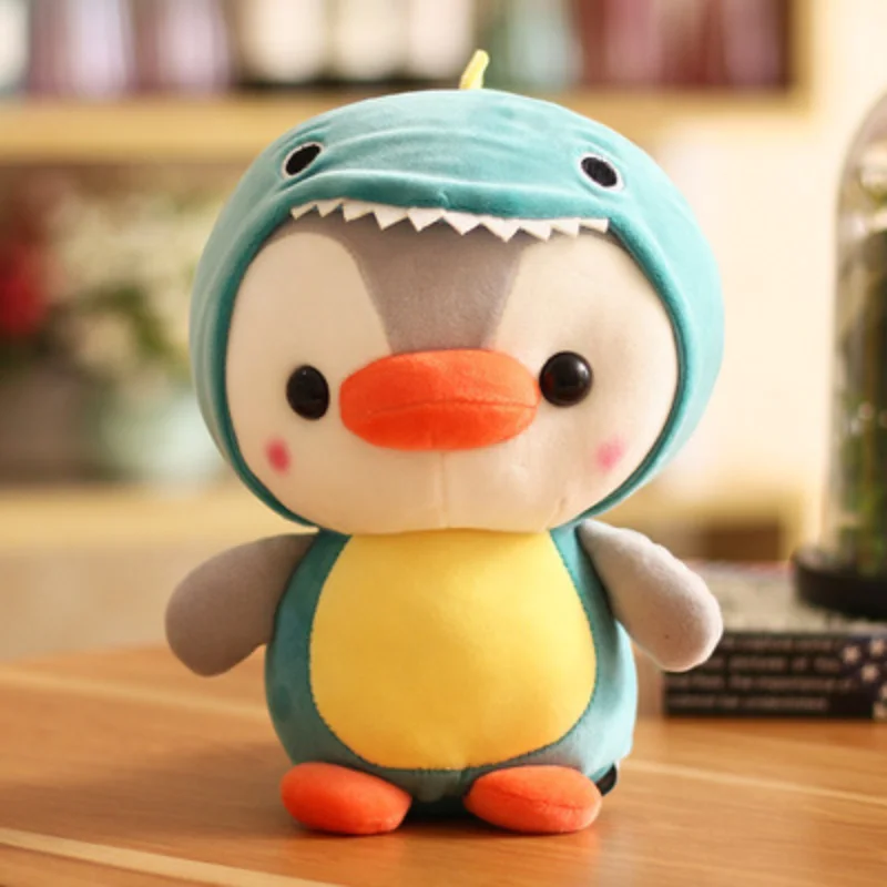 Kawaii Plush Toy Penguin Turn To Dinosaur Frog Unicorn Bee Stuffed Doll Cartoon Animal Birthday Christmas Gift for Kids Children