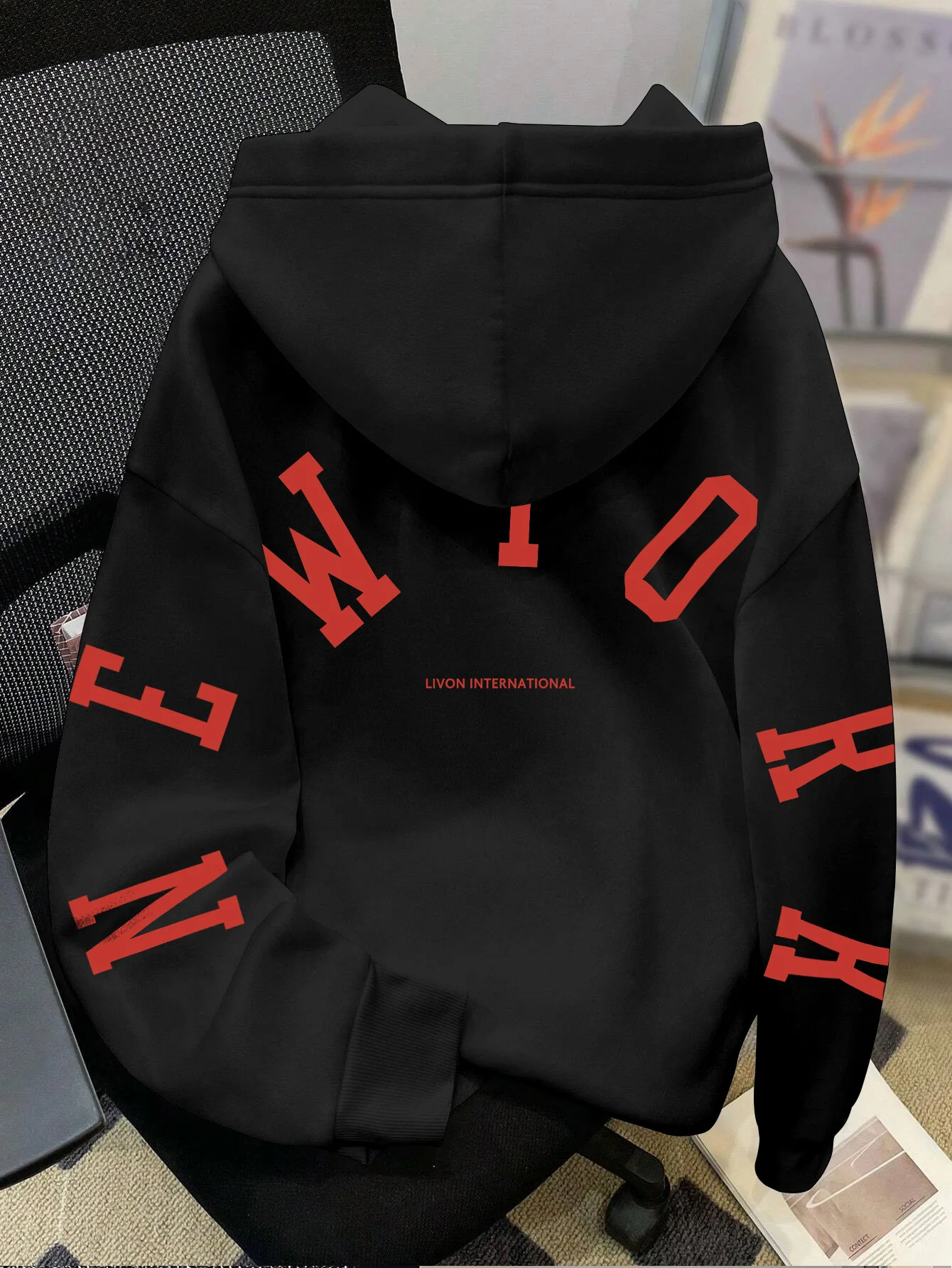 Men Hip Hop Sport Hoodie New York Arc Letter Graphic Hooded Sweatshirt Vintage American Streetwear Loose Casual Pullover
