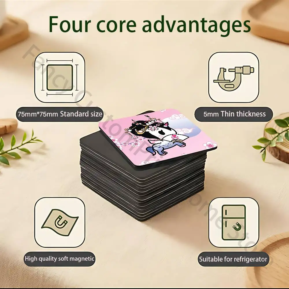 Cute T-TokidokiS Girl Fridge Freezer Refrigerator Magnets Metal Cabinet Dimensions 75x75mm Magnetic Sticker Cover Home