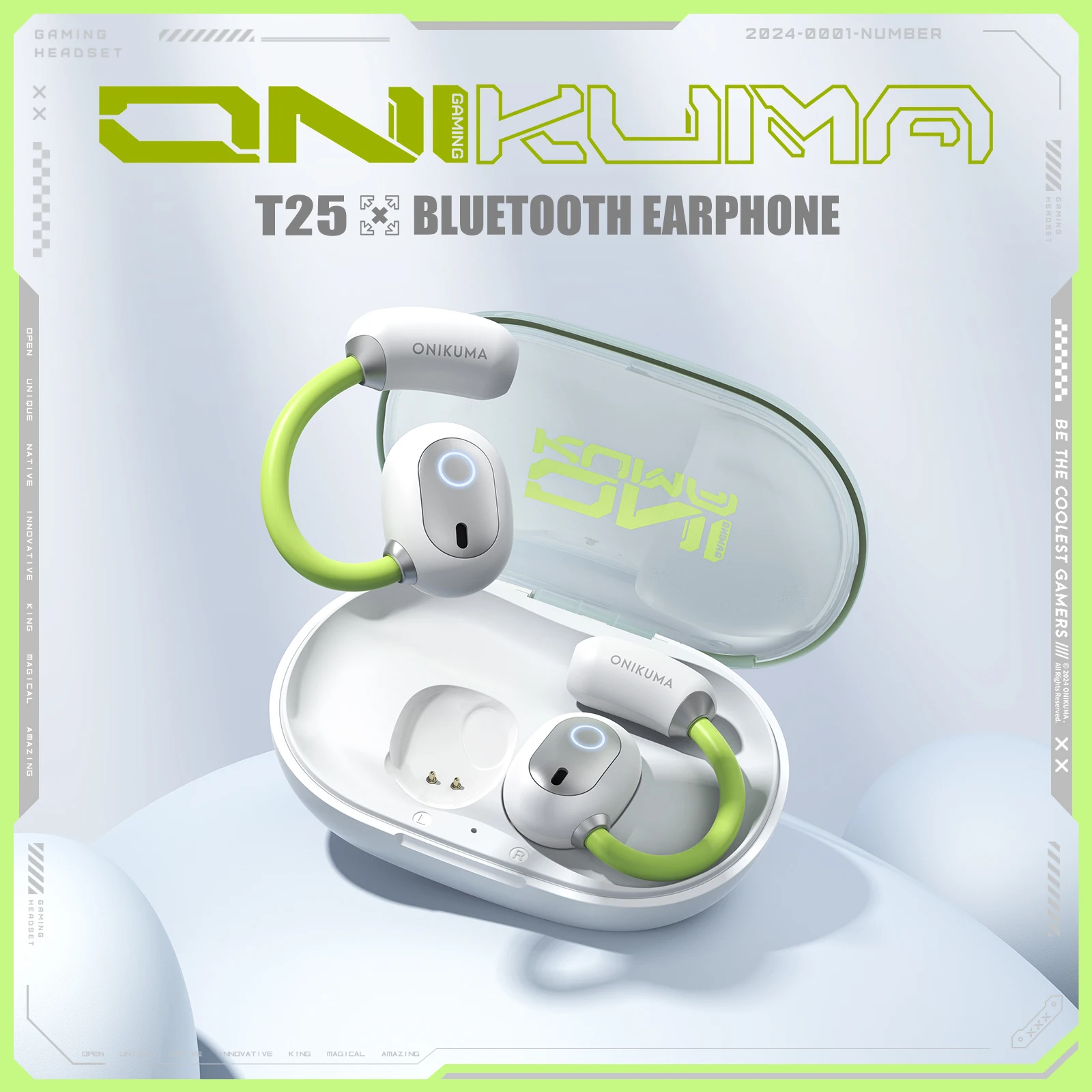 

ONIKUMA Wireless Headset Durable In-Ear Volume Control Stereo Surround Sound High Quality Sports Gaming Music Headset