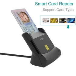 USB 2.0 Smart Card Reader Memory for ID Bank EMV IC Chip Smart Card Reader/Writer Suitable for Military ID Card/IC Bank Chip