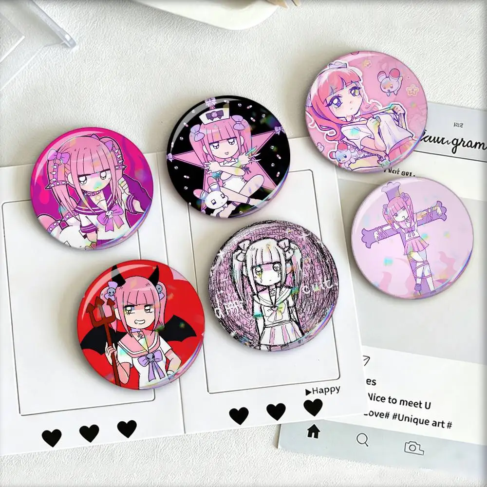 M-Menhera Girl C-Chan  Badge 25 32 44 58 75 mm Round Fans Collect Friends Gifts Brooch Souvenir