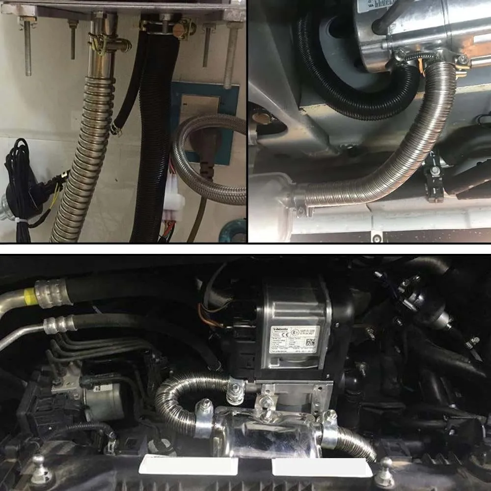 24mm Dieselheizungs-Auspuffrohr, 300cm Edelstahl-Auspuffrohre mit Schalldämpfer und Schlauchklemmen, flexibles Auto-Auspuffrohr – Detail 8