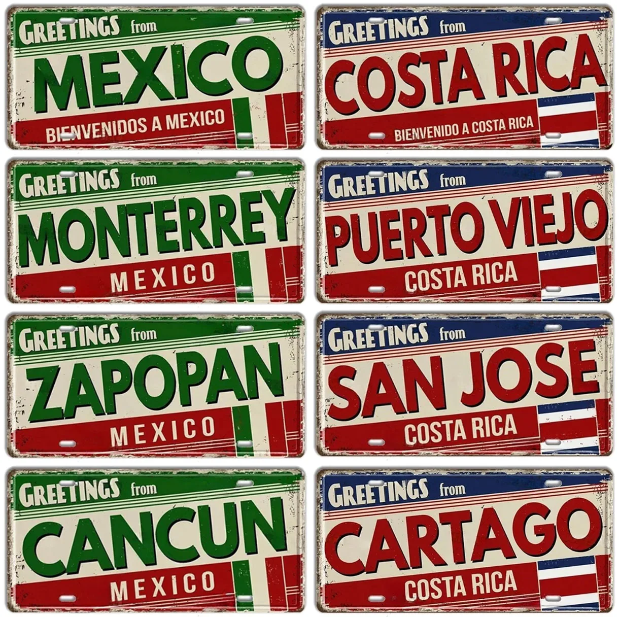 멕시코 번호판 금속 주석 표지판, 벽 예술 장식, 빈티지 태그, 금속 자동차 표지판, 카페 바 클럽 차고 술집