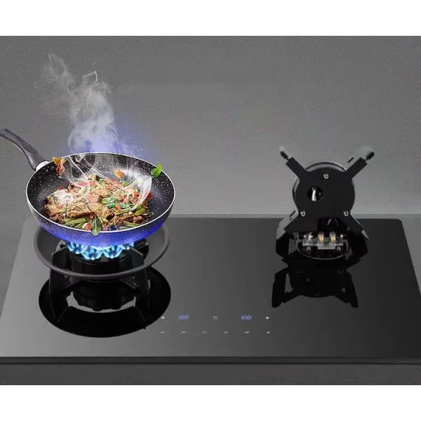 Estufas de gas de pie integradas con 2 quemadores y panel de vidrio para cocina casera