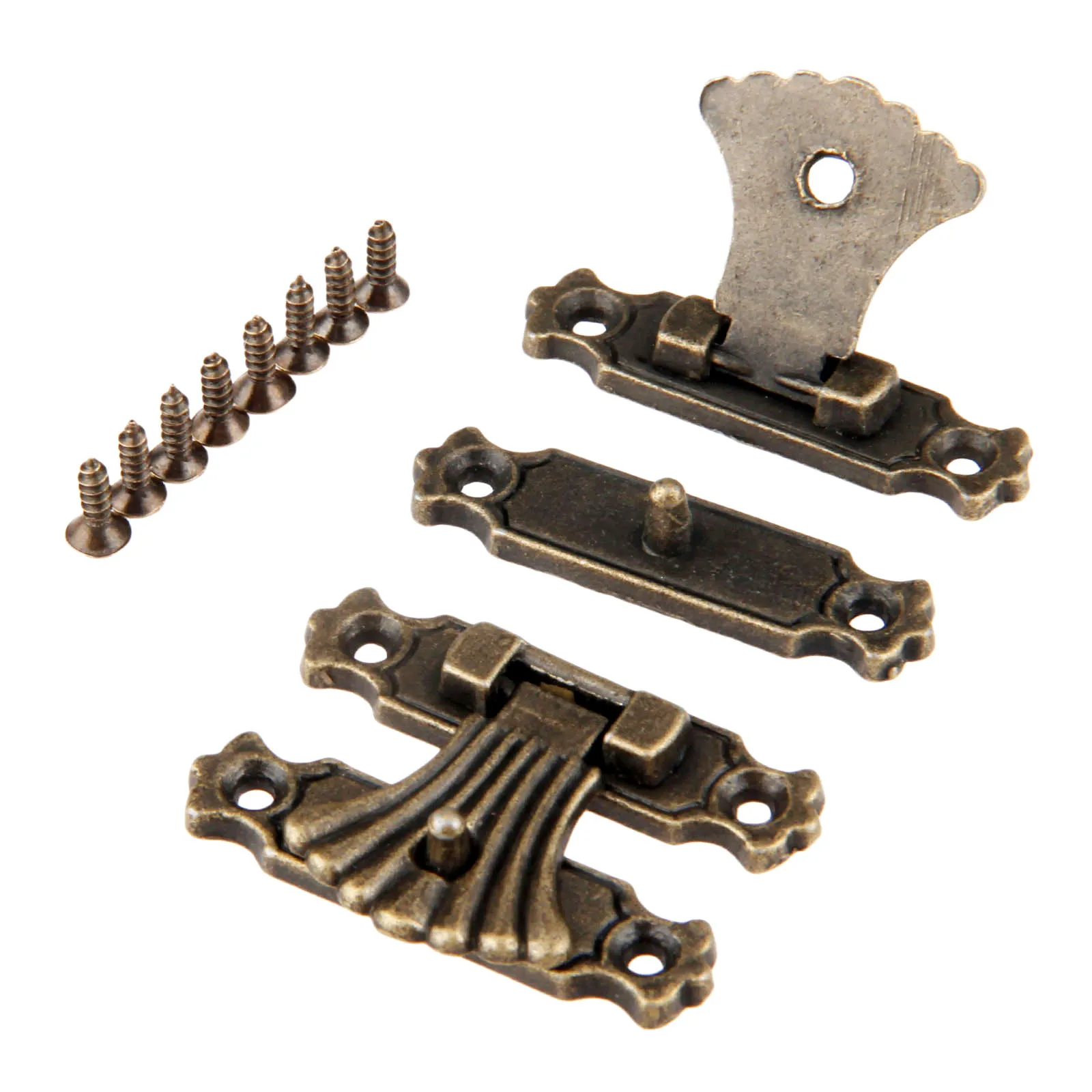 

2Pcs 37*27mm Retro Design,Antique Bronze Zinc Alloy Box Latch Hasps,for Wooden/Jewelry/Wine Box Durable Easy Install with Screws