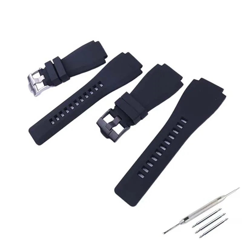 

Watch Accessories Men's and women's rubber watch band compatible for Bell Ross BR01 24mm belt buckle waterproof silicone strap