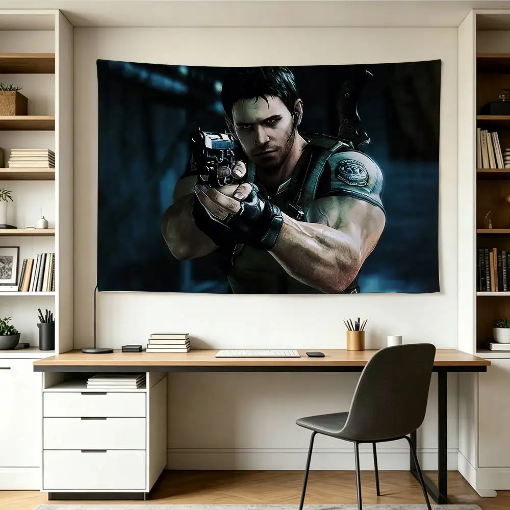 COOL C-Chris Redfield Resident Evil   Flags Wall Hanging Background Art Banner for Bedroom Home Outdoor Decor