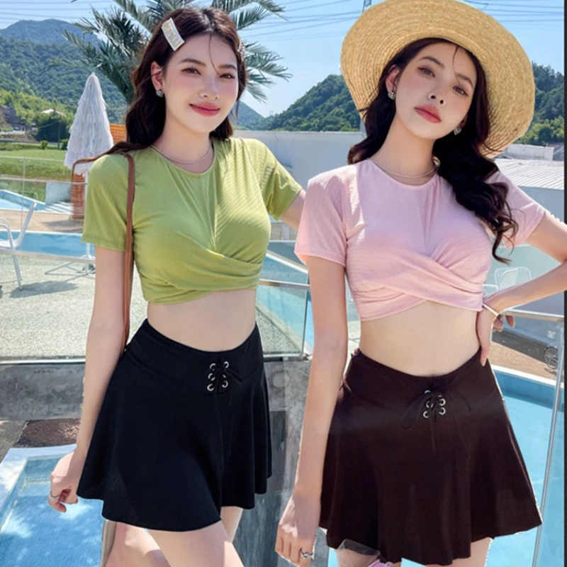 Two-Piece Suits Swimwear Micro Bikini Sexy Lace  Loose Fitting, Flat Corner, Conservative, Summer Fashion Korean Version