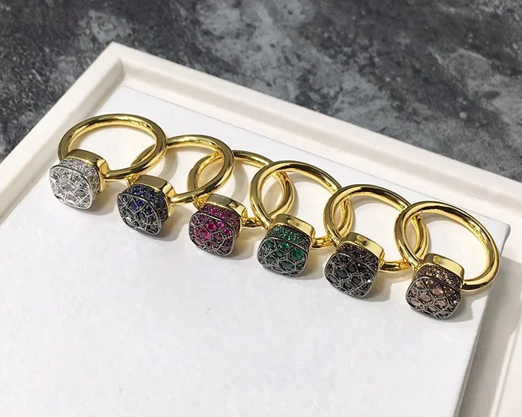 10mm Honeycomb Style Ring 7 Kinds Of Colors Green Red Blue Crystal Drop Rings For Women Fashion Jewelry