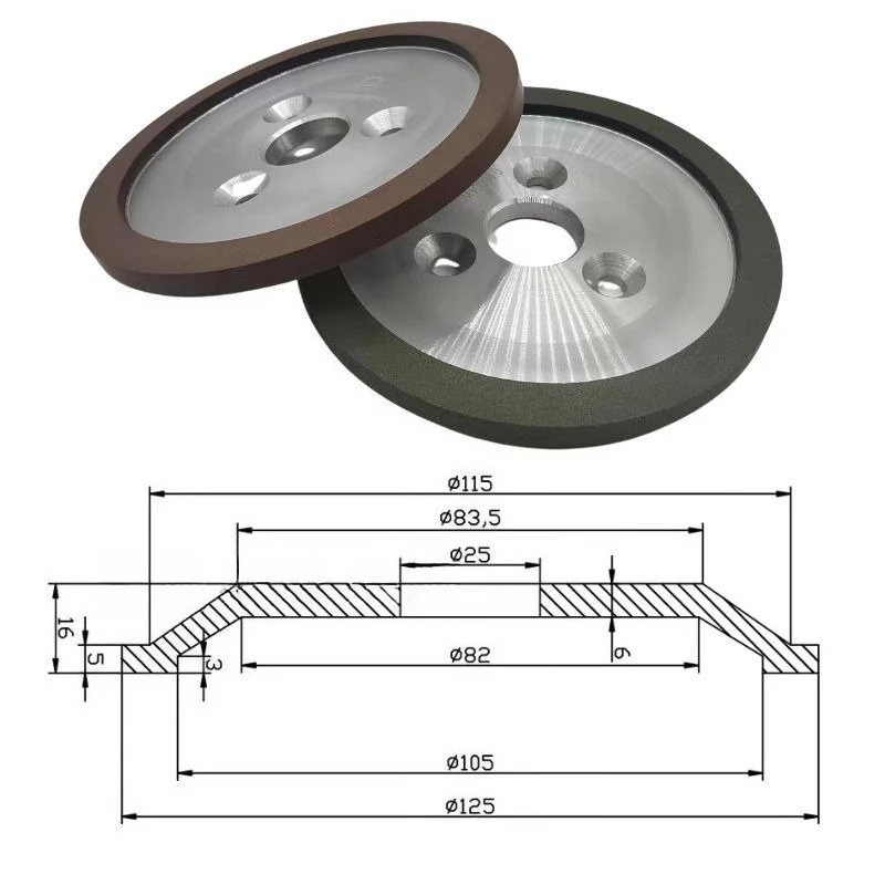 Electroplated Resin Diamond Dish Wheel 3 Holes Fine Grinding Oil Disc for Knife Sharpening Machine