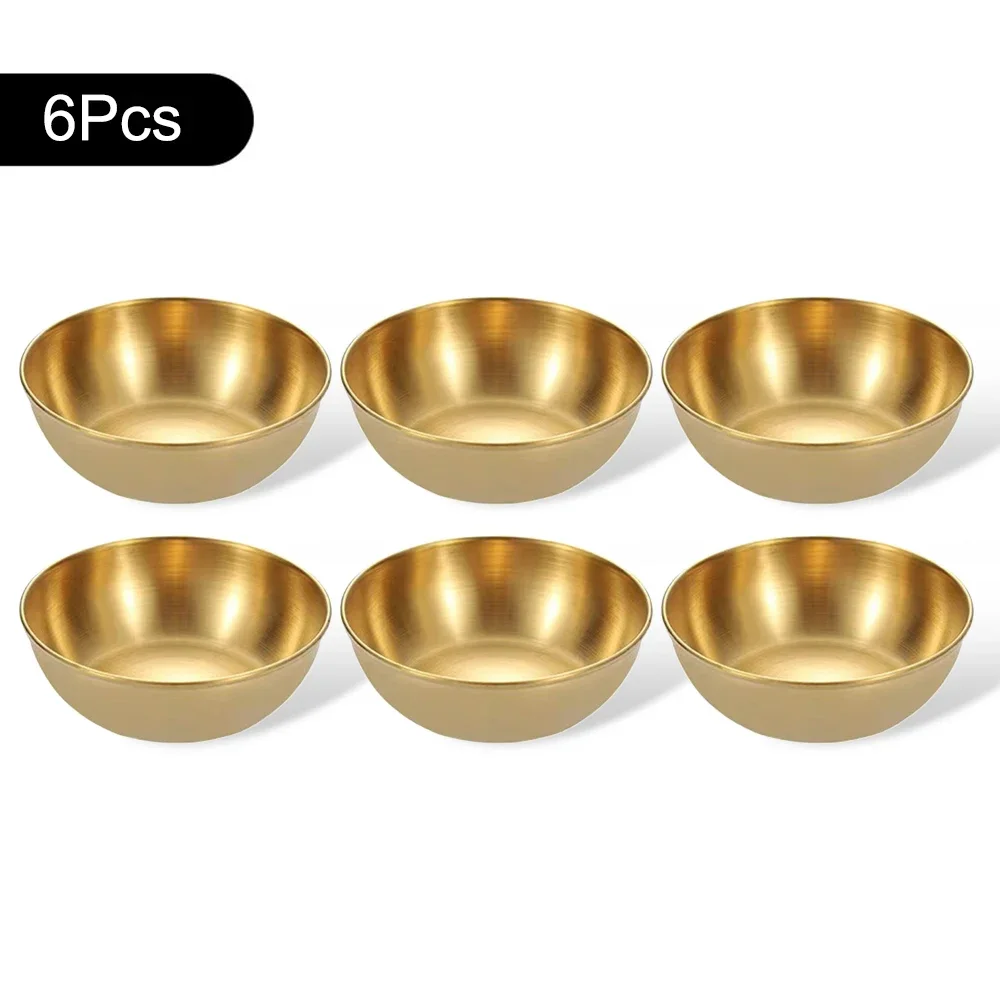 3/6Pcs Stainless Steel Silver Gold Sauce Dishes Appetizer Seasoning Serving Dishes Sets Tray Spice Plates Kitchen Tableware Set